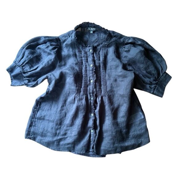 J.Crew Lace-trim pintuck top Raime Blouse Black XS - Picture 2 of 6